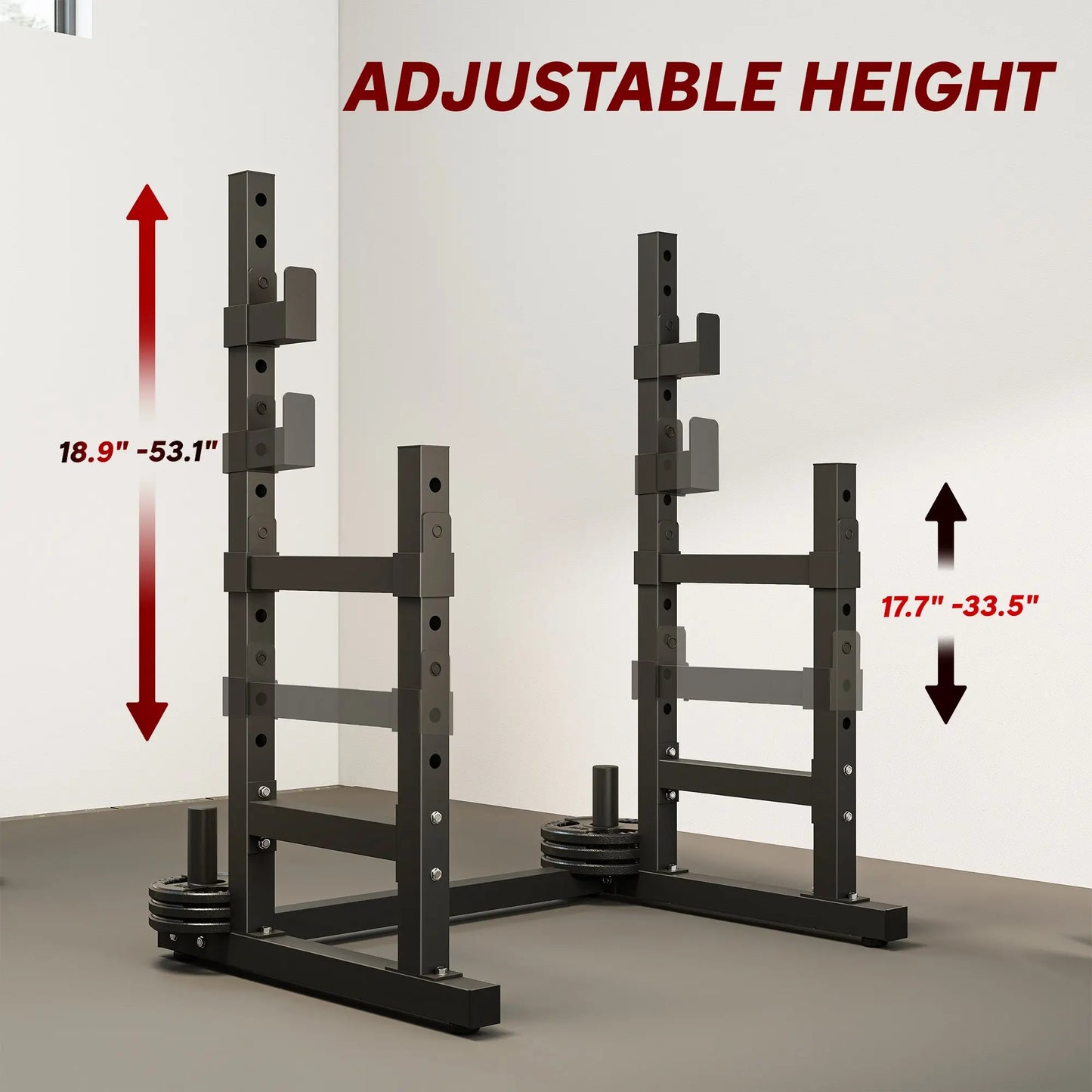 Adjustable Squat Rack, 660lbs Multi - Functional Bench Press Rack For Weight Lifting Home Gym Strength Training, Black - Glucklich Goods LLC