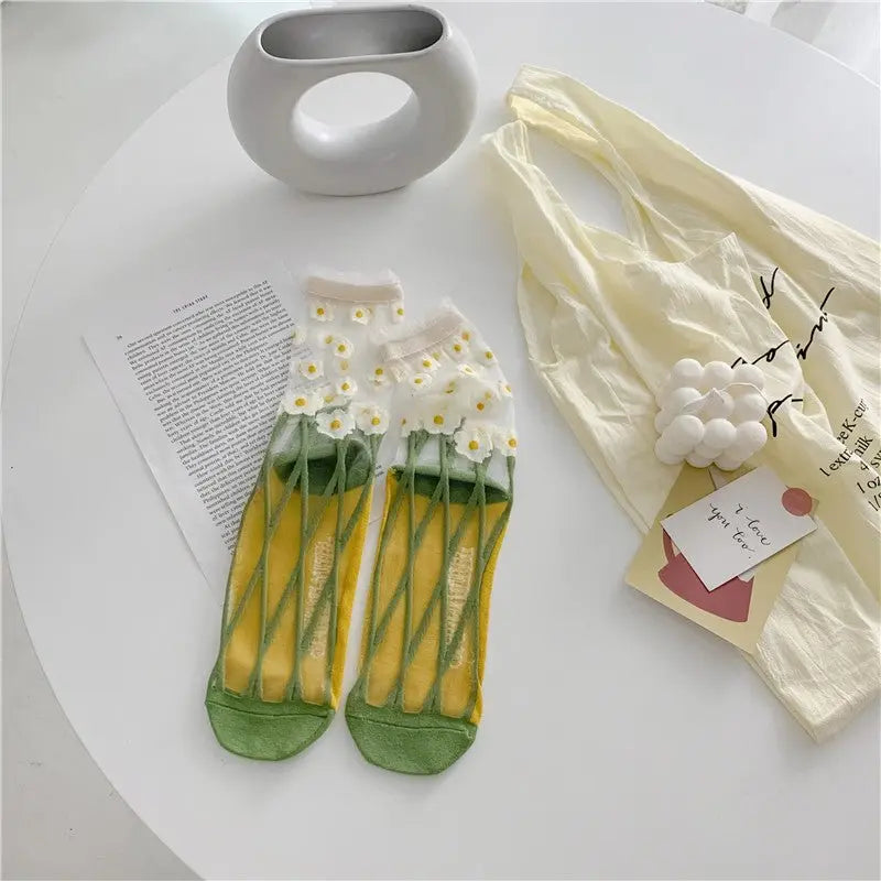 Japanese Glass Silk Socks - Retro Bright Colors - Glucklich Goods LLC