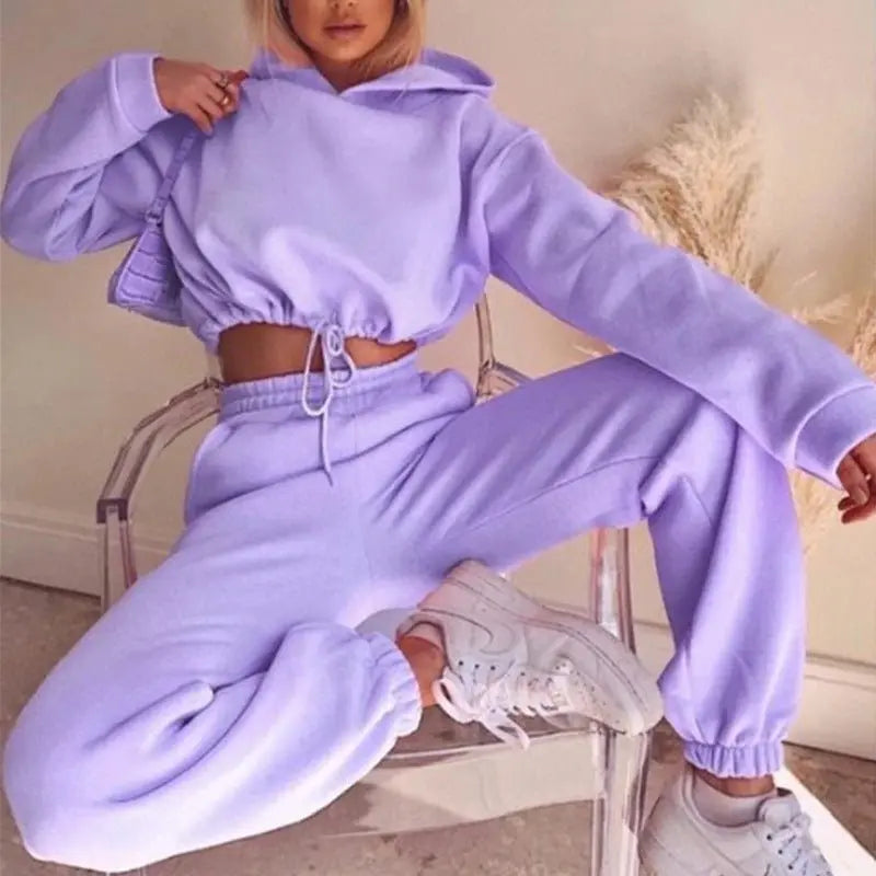 Jogging Suits For Women 2 Piece Sweatsuits Tracksuits Sexy Long Sleeve HoodieCasual Fitness Sportswear - Glucklich Goods LLC