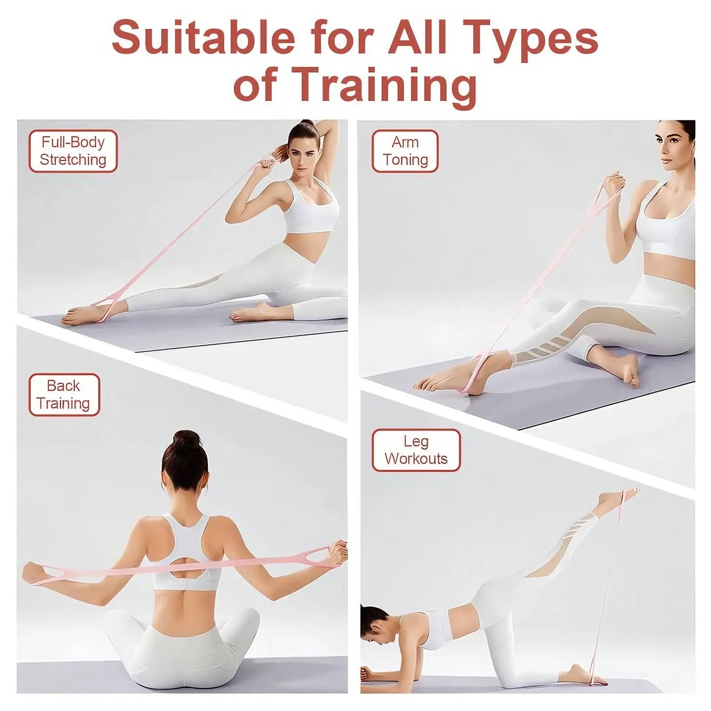 8-shaped Silicone Yoga Resistance Band - Elastic Fitness Rope - Glucklich Goods LLC