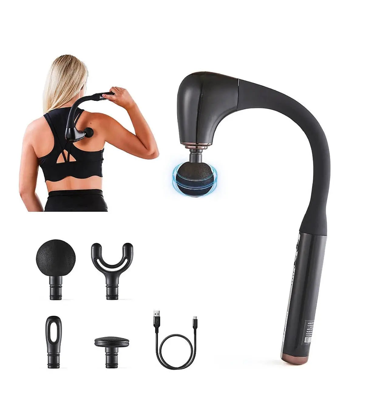 Massage Gun Handheld Percussion for Shoulder, Neck, Waist, Back, Legs, Black - Glucklich Goods LLC