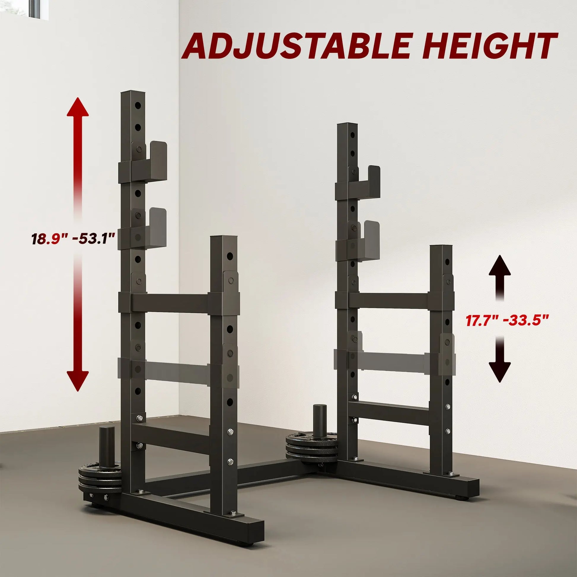 Adjustable Squat Rack, 660lbs Multi - Functional Bench Press Rack For Weight Lifting Home Gym Strength Training, Black - Glucklich Goods LLC