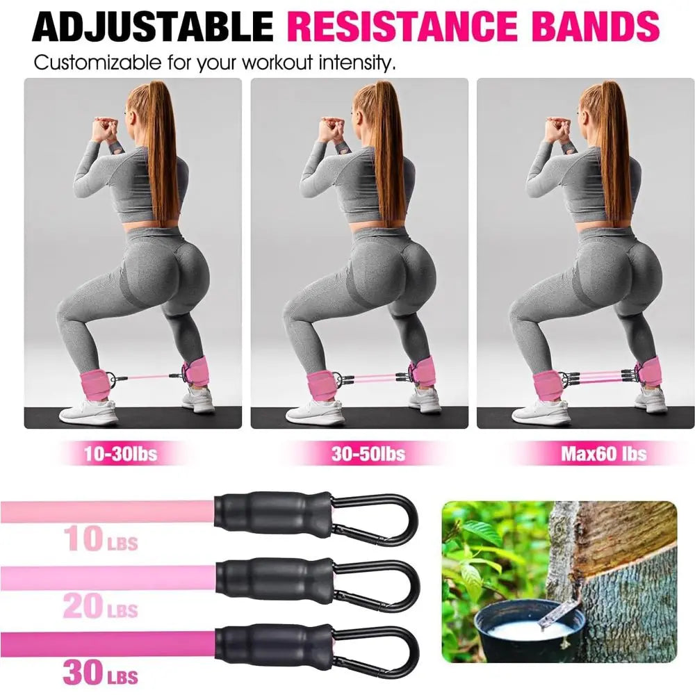 Adjustable Ankle Resistance Bands for Men & Women, Home Gym Leg Workout Kickbacks - Glucklich Goods LLC