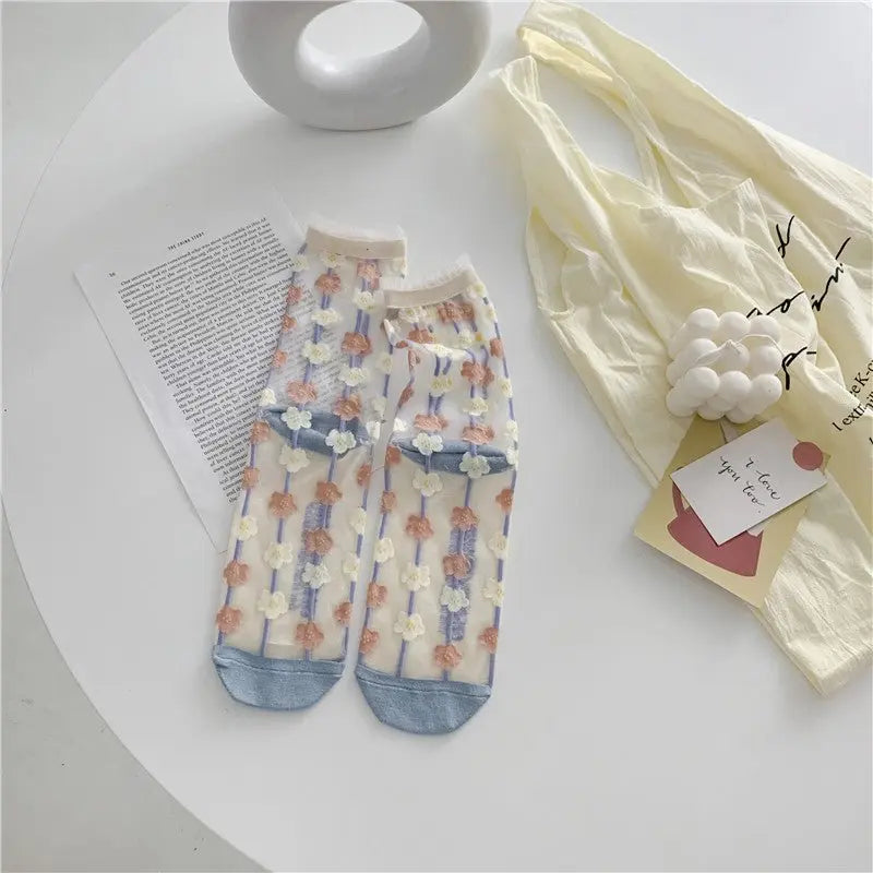 Japanese Glass Silk Socks - Retro Bright Colors - Glucklich Goods LLC