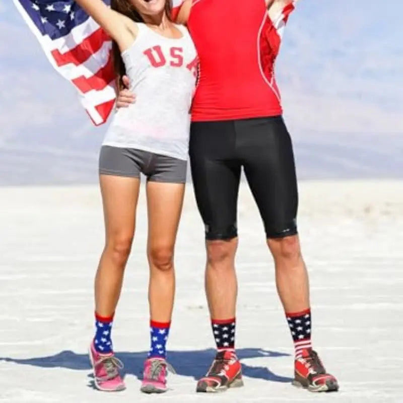 2 Pairs American USA Flag Socks Proud To Be An American Socks Funny Crew For 4th Of July Gift Men Women - Glucklich Goods LLC