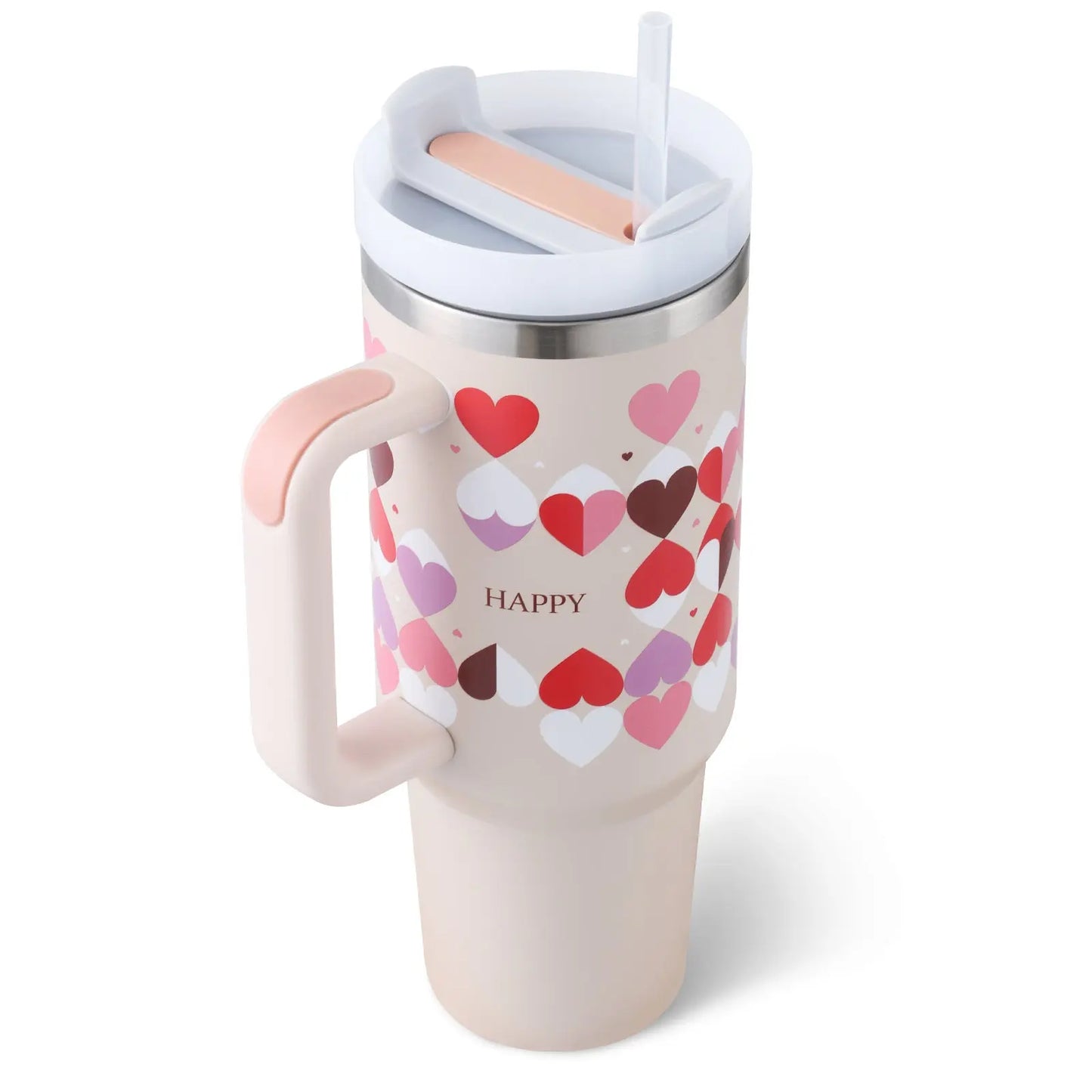 Stainless Steel Travel Mug - 40oz Insulated Tumbler with Lid & Straw - Glucklich Goods LLC