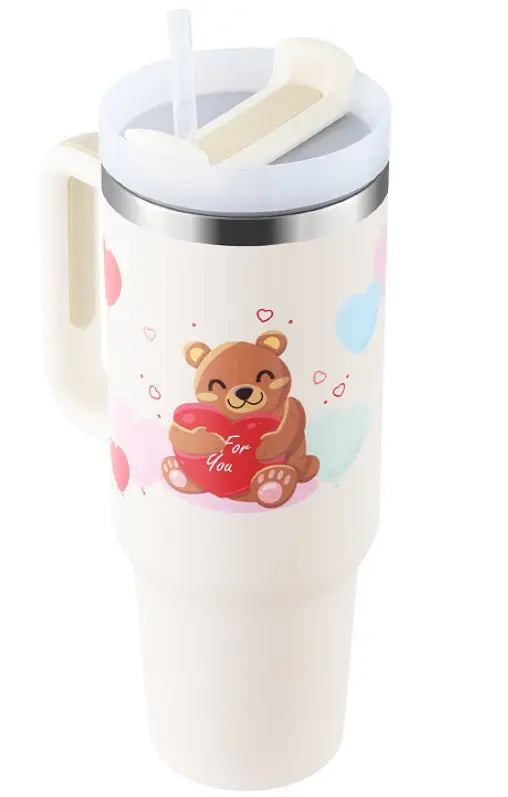 Stainless Steel Travel Mug - 40oz Insulated Tumbler with Lid & Straw - Glucklich Goods LLC