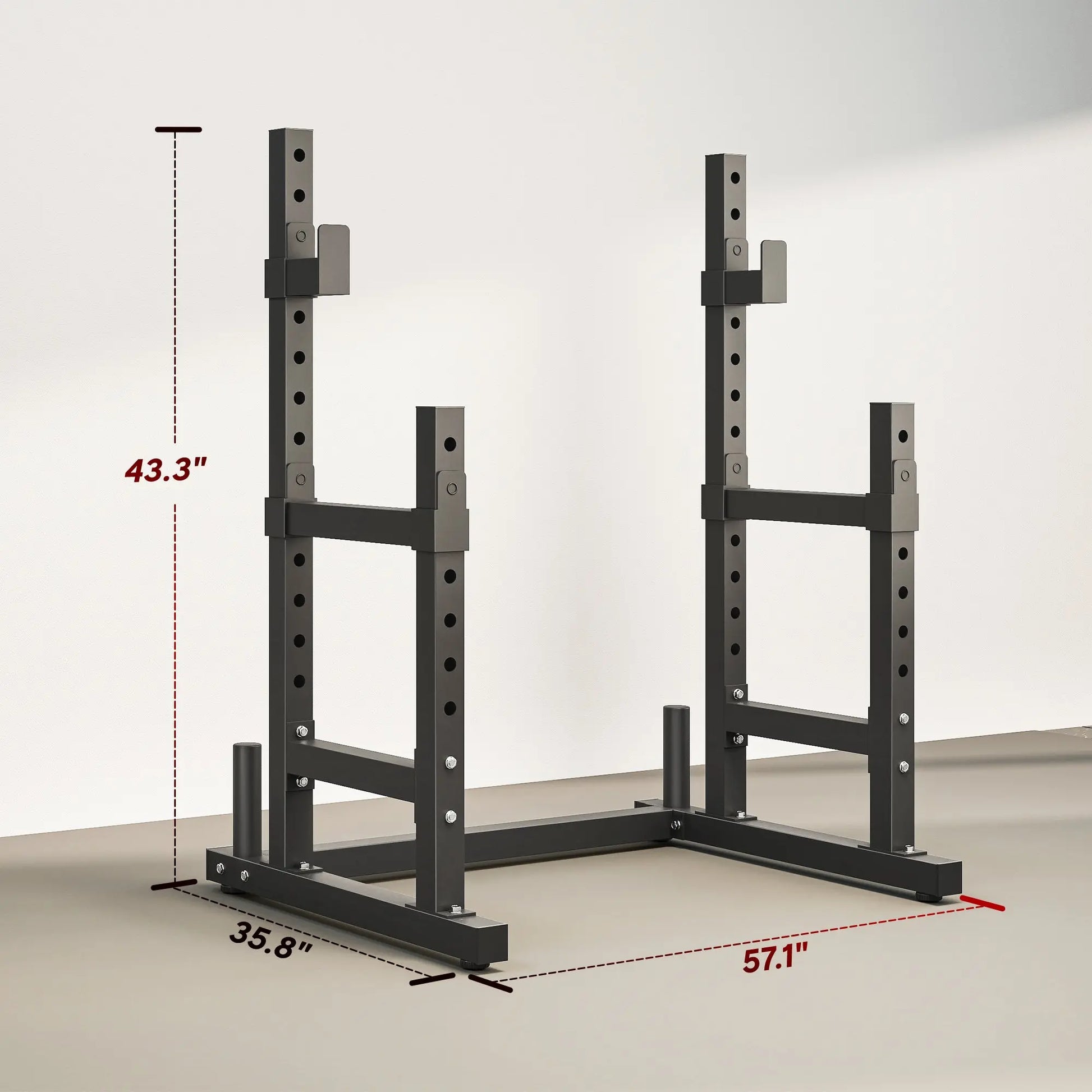 Adjustable Squat Rack, 660lbs Multi - Functional Bench Press Rack For Weight Lifting Home Gym Strength Training, Black - Glucklich Goods LLC