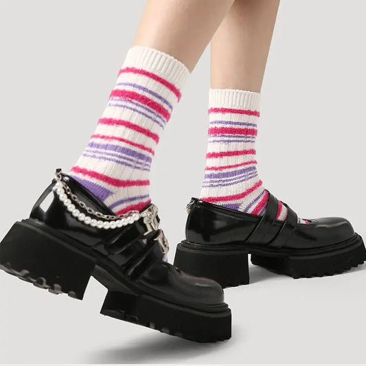 Renaissance Original Women's Mid - Calf Thermal Socks Fall And Winter Bone - Free Padded Minimalist Instagram - Style Socks For Women Set Of 2 Pairs - Glucklich Goods LLC