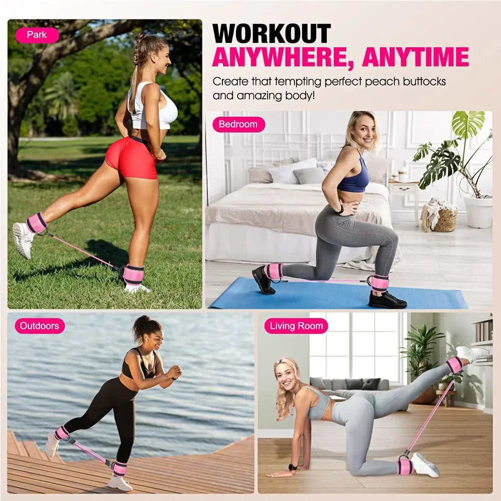 Adjustable Ankle Resistance Bands for Men & Women, Home Gym Leg Workout Kickbacks - Glucklich Goods LLC