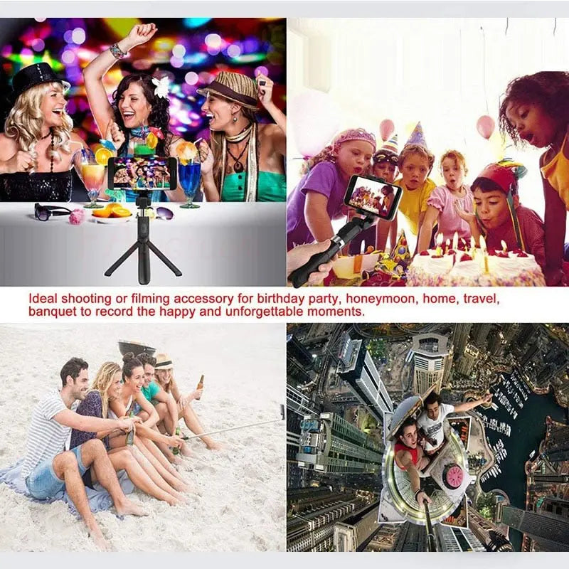 Compatible with Apple, Tripod Selfie Stick Mobile Universal Live Triangle Bracket One Bluetooth Selfie Artifact - Glucklich Goods LLC