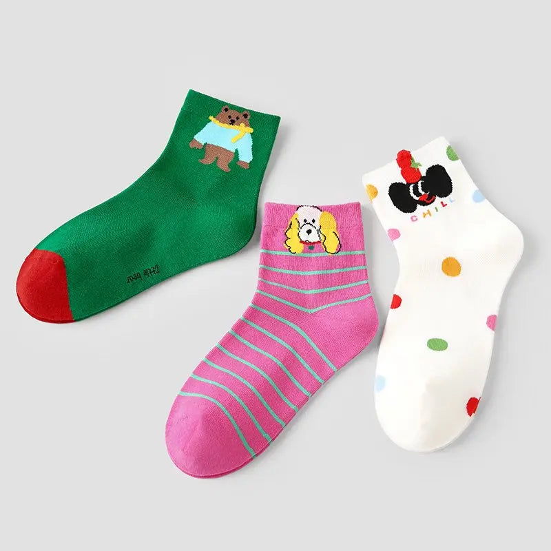 Renaissance Women's Short Socks 3 - Pair Set Spring Summer Cartoon Low - Cut Boat Socks Instagram - Worthy Cute Minimalist Versatile Style For Girls - Glucklich Goods LLC