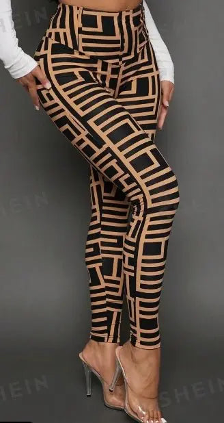 Casual Women Geometric Print Knitted Leggings - Glucklich Goods LLC