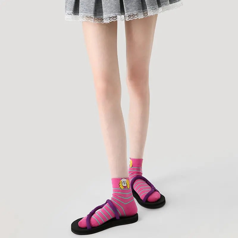 Renaissance Women's Short Socks 3 - Pair Set Spring Summer Cartoon Low - Cut Boat Socks Instagram - Worthy Cute Minimalist Versatile Style For Girls - Glucklich Goods LLC