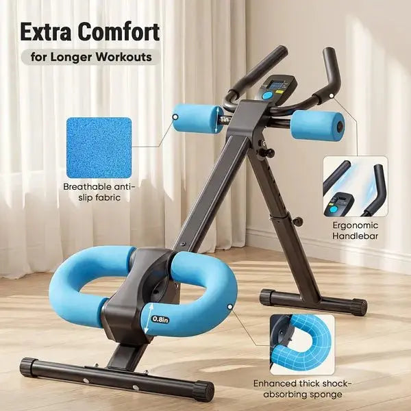 Adjustable Ab Machine For Stomach Workout, Core Workout Equipment For Home Gym, Ab Trainer With 2 Incline & 5 Height Levels, Knee & Elbow Protection, 440LBS, LCD Display, Foldable - Glucklich Goods LLC