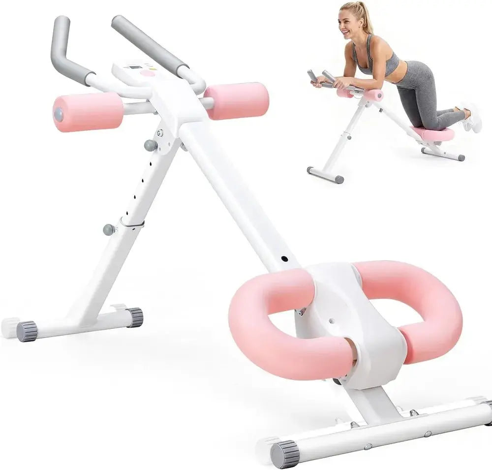 Adjustable Ab Machine For Stomach Workout, Core Workout Equipment For Home Gym, Ab Trainer With 2 Incline & 5 Height Levels, Knee & Elbow Protection, 440LBS, LCD Display, Foldable - Glucklich Goods LLC