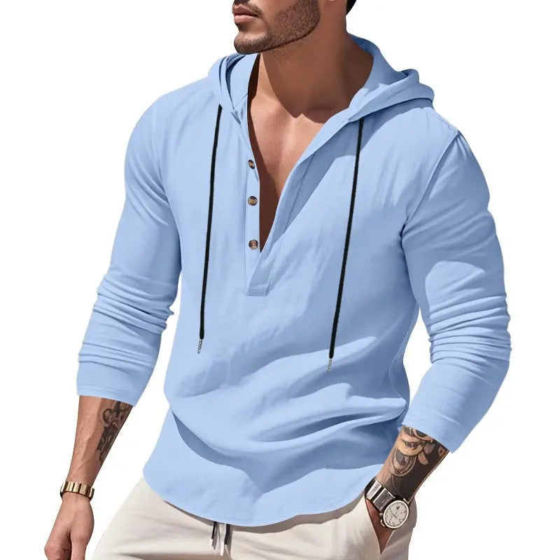 Hooded Casual Loose - fitting T-shirt Sweater For Men - Glucklich Goods LLC