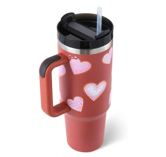 Stainless Steel Travel Mug - 40oz Insulated Tumbler with Lid & Straw - Glucklich Goods LLC