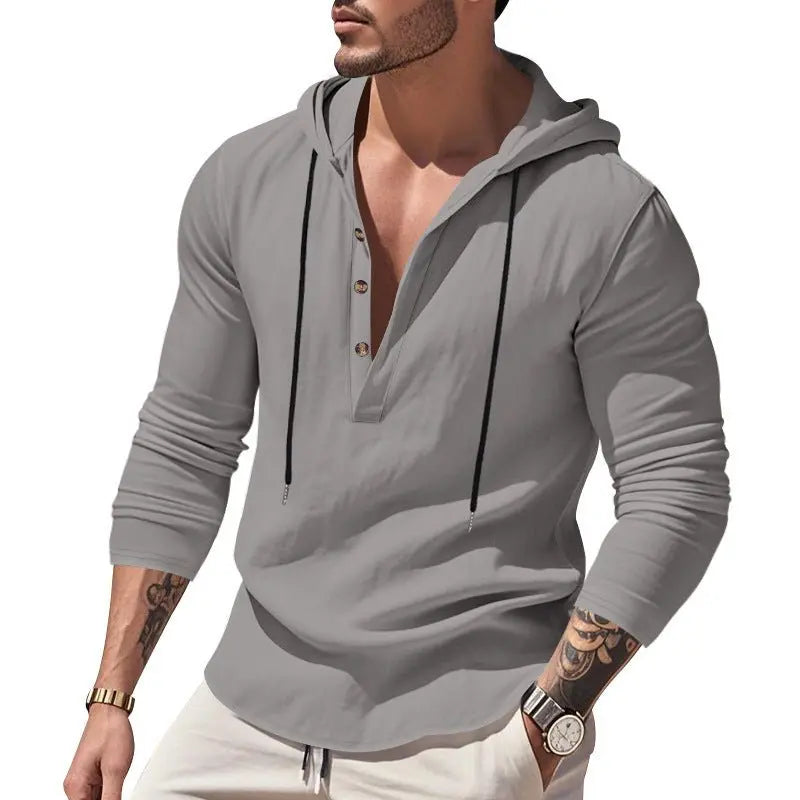 Hooded Casual Loose - fitting T-shirt Sweater For Men - Glucklich Goods LLC
