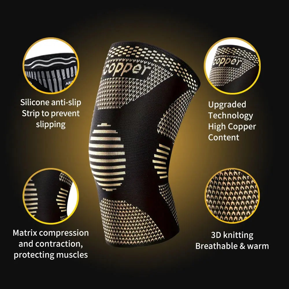 Copper Knee Pads for Superior Support - Men, Women Sports Yoga Fitness Basketball - Glucklich Goods LLC