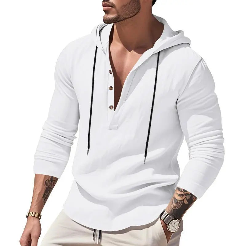Hooded Casual Loose - fitting T-shirt Sweater For Men - Glucklich Goods LLC