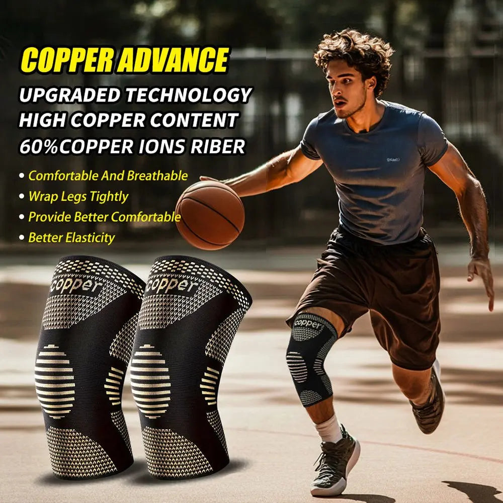 Copper Knee Pads for Superior Support - Men, Women Sports Yoga Fitness Basketball - Glucklich Goods LLC