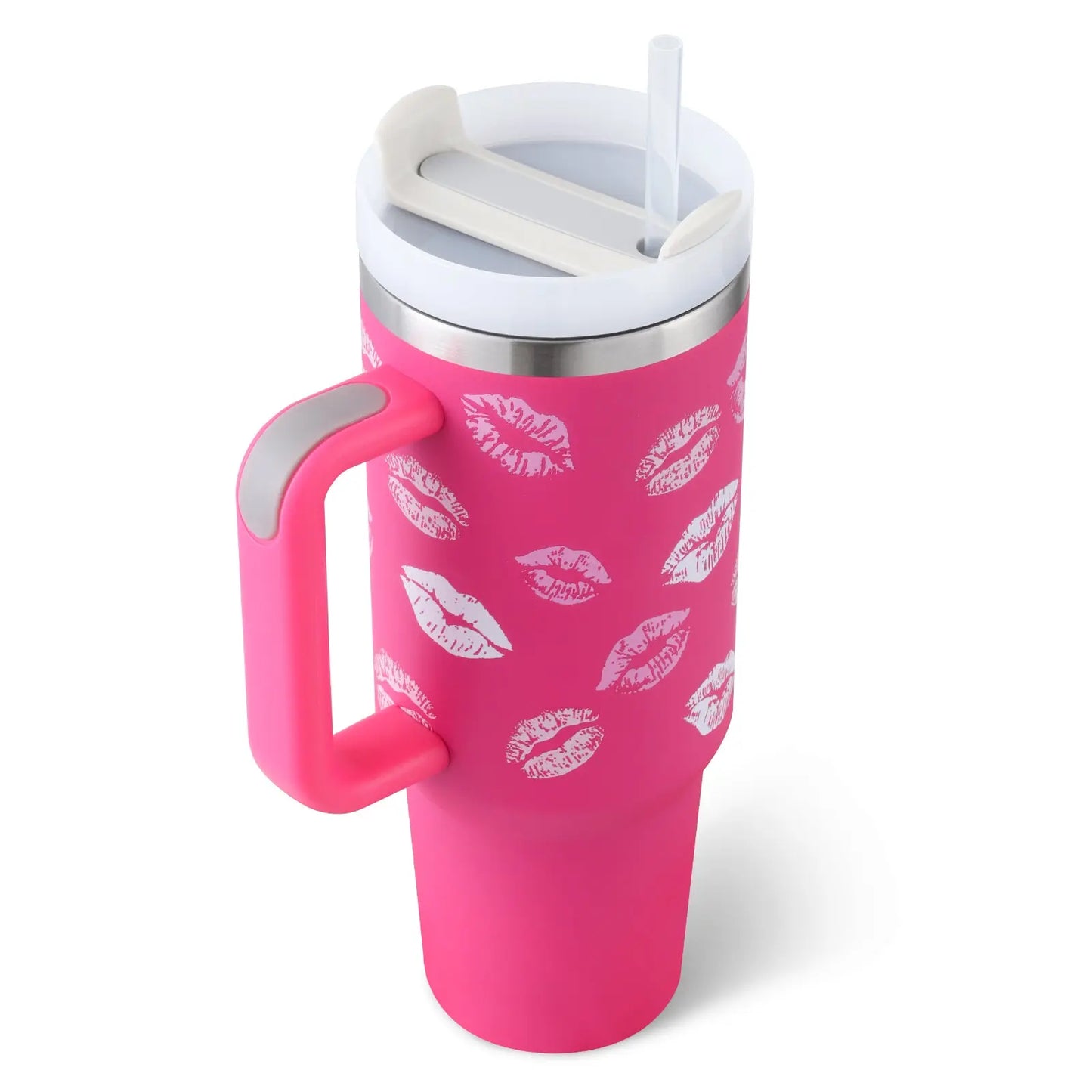 Stainless Steel Travel Mug - 40oz Insulated Tumbler with Lid & Straw - Glucklich Goods LLC