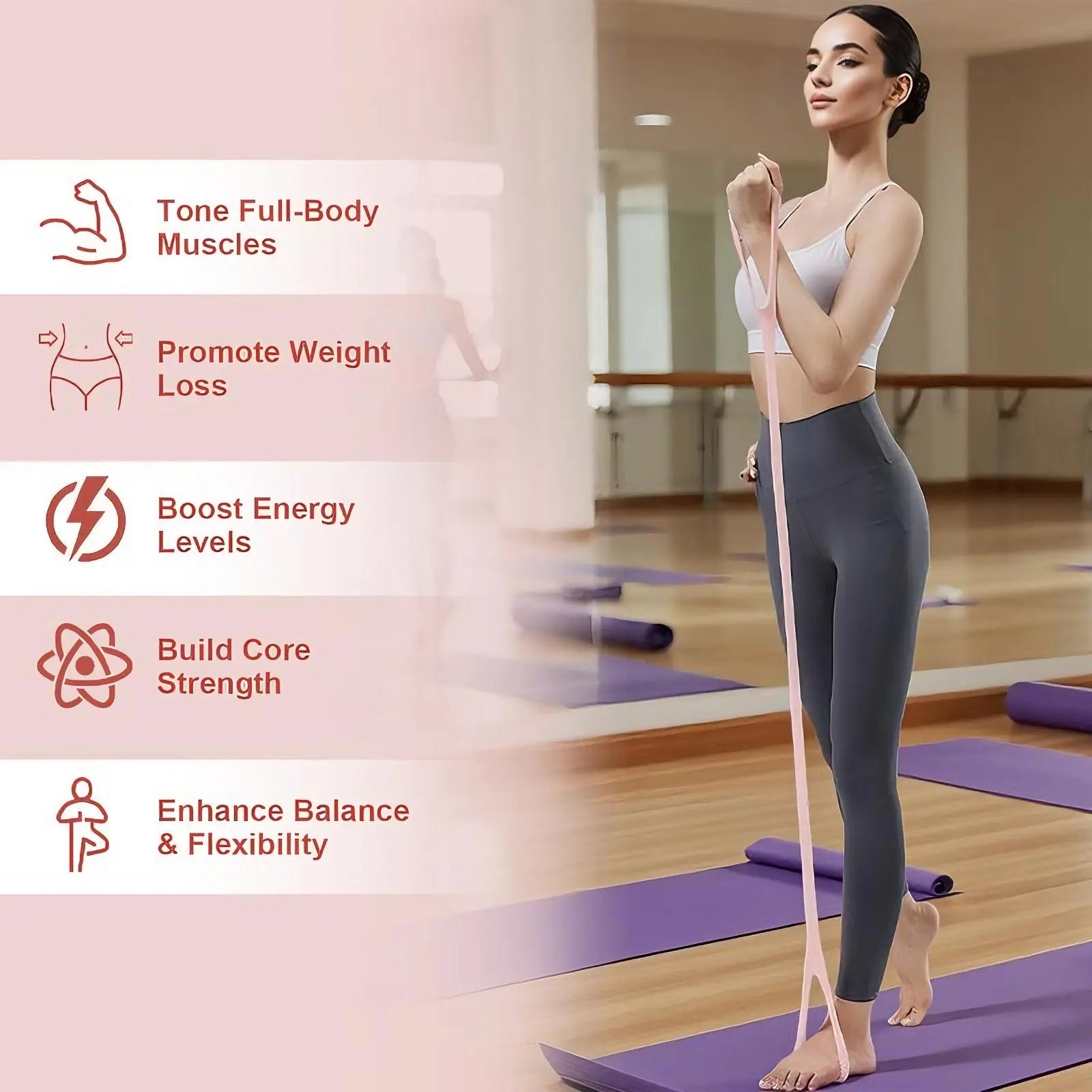 8-shaped Silicone Yoga Resistance Band - Elastic Fitness Rope - Glucklich Goods LLC