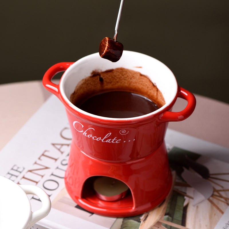Creative Binaural Chocolate Melting Furnace Cheese Heated Hot Pot Cup