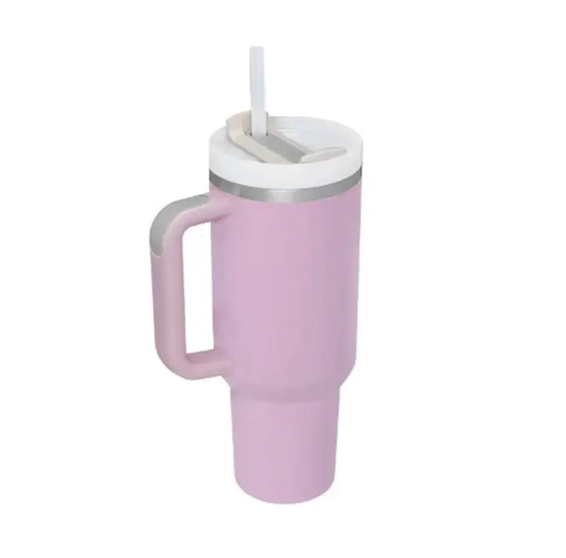 Stainless Steel Travel Mug - 40oz Insulated Tumbler with Lid & Straw - Glucklich Goods LLC