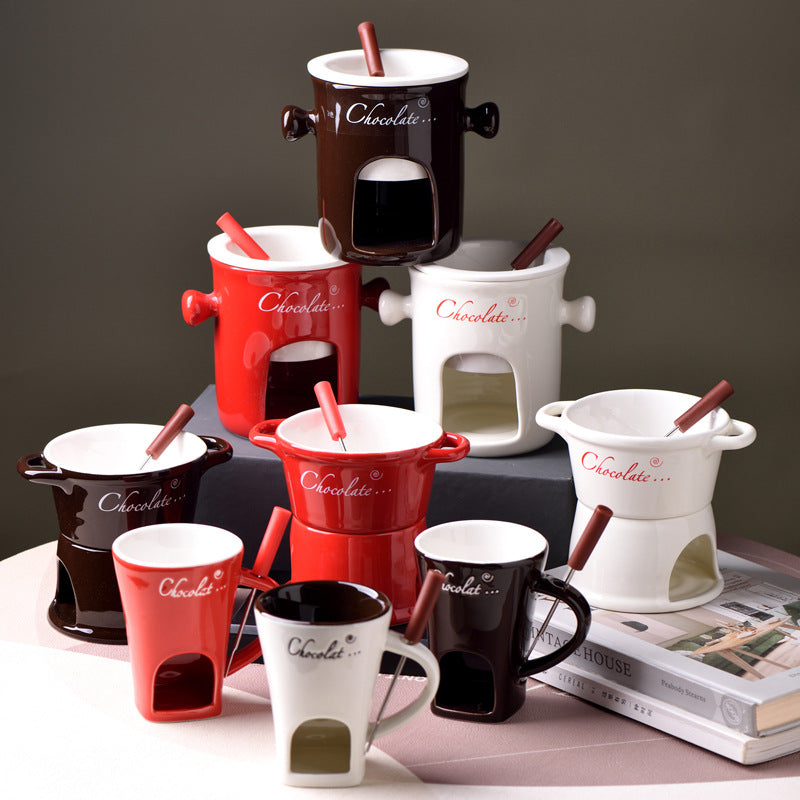 Creative Binaural Chocolate Melting Furnace Cheese Heated Hot Pot Cup