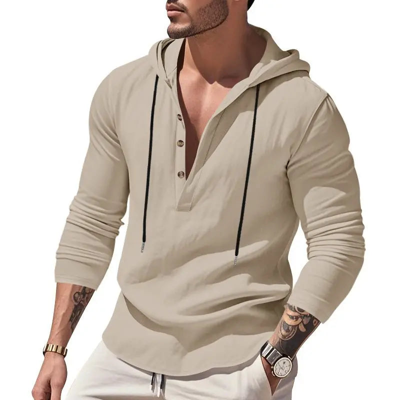 Hooded Casual Loose - fitting T-shirt Sweater For Men - Glucklich Goods LLC