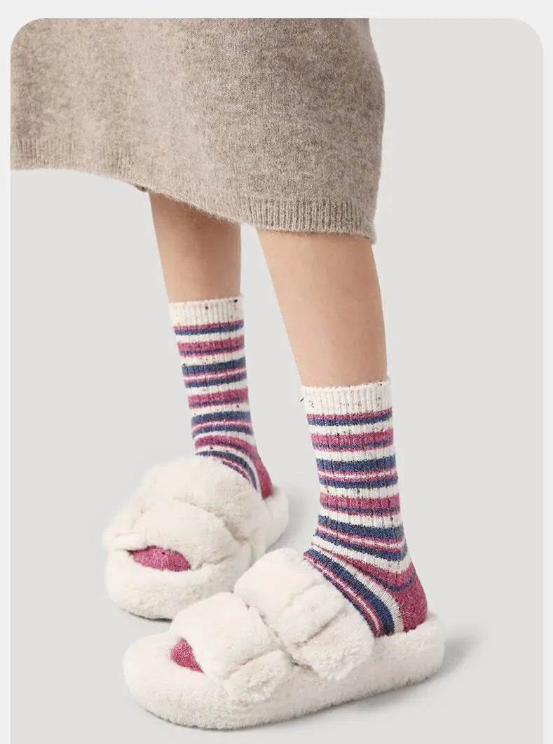 Renaissance Original Women's Mid - Calf Thermal Socks Fall And Winter Bone - Free Padded Minimalist Instagram - Style Socks For Women Set Of 2 Pairs - Glucklich Goods LLC