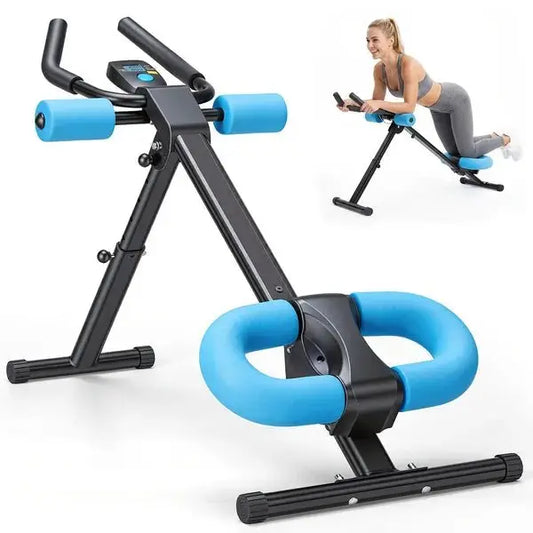 Adjustable Ab Machine For Stomach Workout, Core Workout Equipment For Home Gym, Ab Trainer With 2 Incline & 5 Height Levels, Knee & Elbow Protection, 440LBS, LCD Display, Foldable - Glucklich Goods LLC