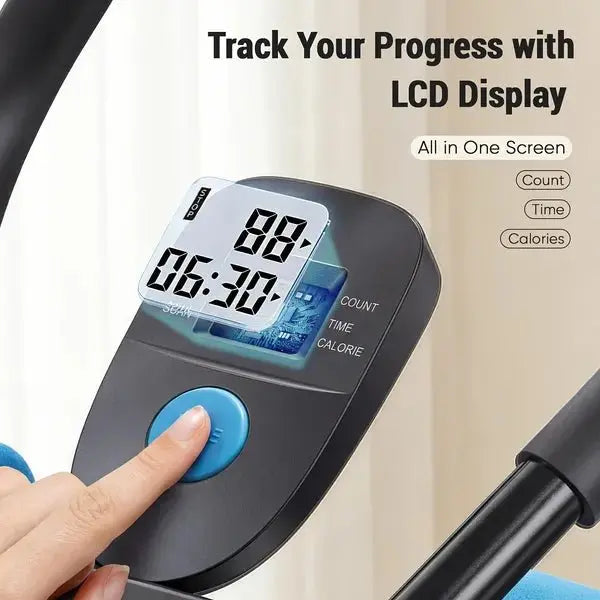 Adjustable Ab Machine For Stomach Workout, Core Workout Equipment For Home Gym, Ab Trainer With 2 Incline & 5 Height Levels, Knee & Elbow Protection, 440LBS, LCD Display, Foldable - Glucklich Goods LLC