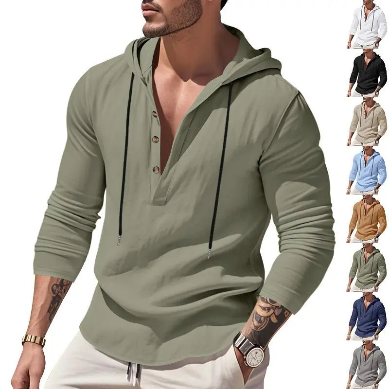 Hooded Casual Loose - fitting T-shirt Sweater For Men - Glucklich Goods LLC