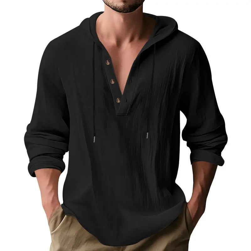Hooded Casual Loose - fitting T-shirt Sweater For Men - Glucklich Goods LLC