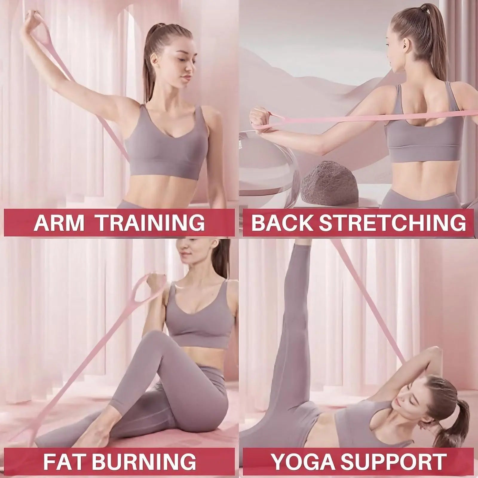 8-shaped Silicone Yoga Resistance Band - Elastic Fitness Rope - Glucklich Goods LLC