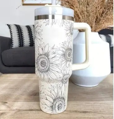 Stainless Steel Travel Mug - 40oz Insulated Tumbler with Lid & Straw - Glucklich Goods LLC