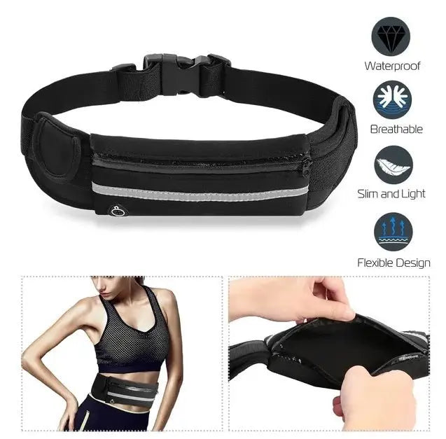 Waterproof Running Belt Waist Pack for Sports - Adjustable Pouch - Glucklich Goods LLC
