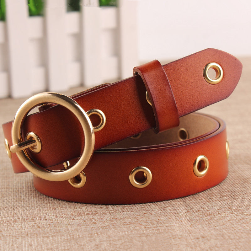 Classic Round Buckle No Hole Belt
