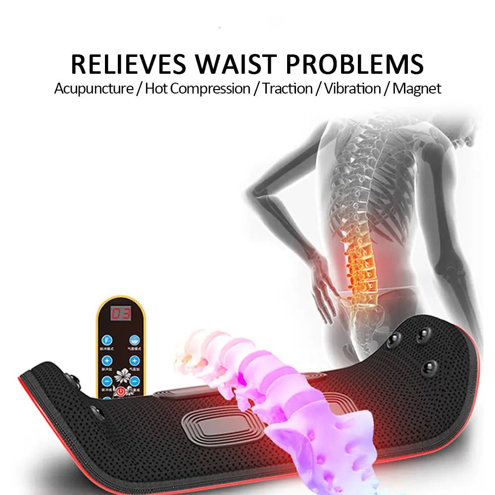 Relaxation Electric Lumbar Traction Device Waist Back Massager Vibration Massage Lumbar Spine Support Waist Relieve Fatigue - Glucklich Goods LLC